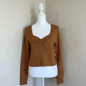 Hazel Moon Brown Ribbed Cropped Sweater​​